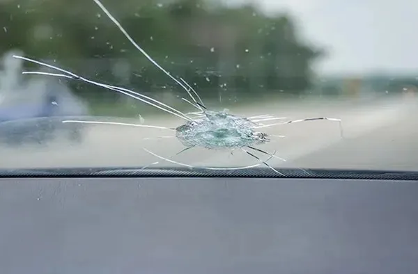 Cracked vehicle windshield
